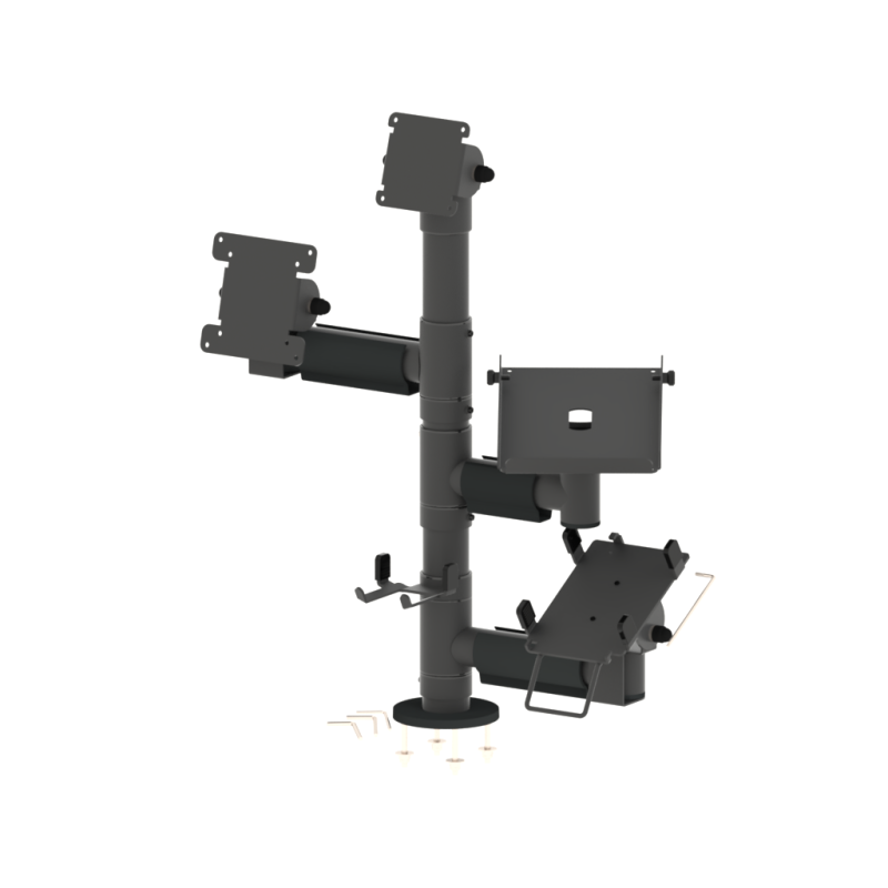 Articulating mount for monitor, payment terminal, printer, scanner