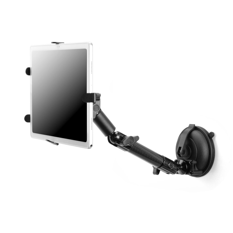 Universal tablet holder with suction mount for vehicles
