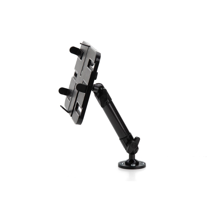 Universal tablet holder with screw-mounted anchoring for vehicles