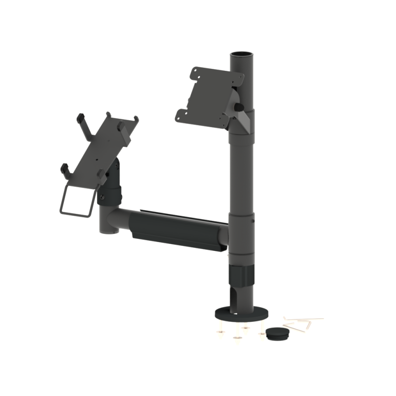 Adjustable Dual Arm Mount for VESA Screen and Payment Terminal (Pinpad/Dataphone)