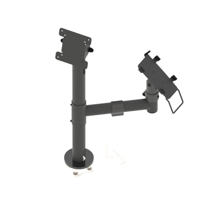 Adjustable Dual Arm Mount for VESA Screen and Payment Terminal (Pinpad/Dataphone)