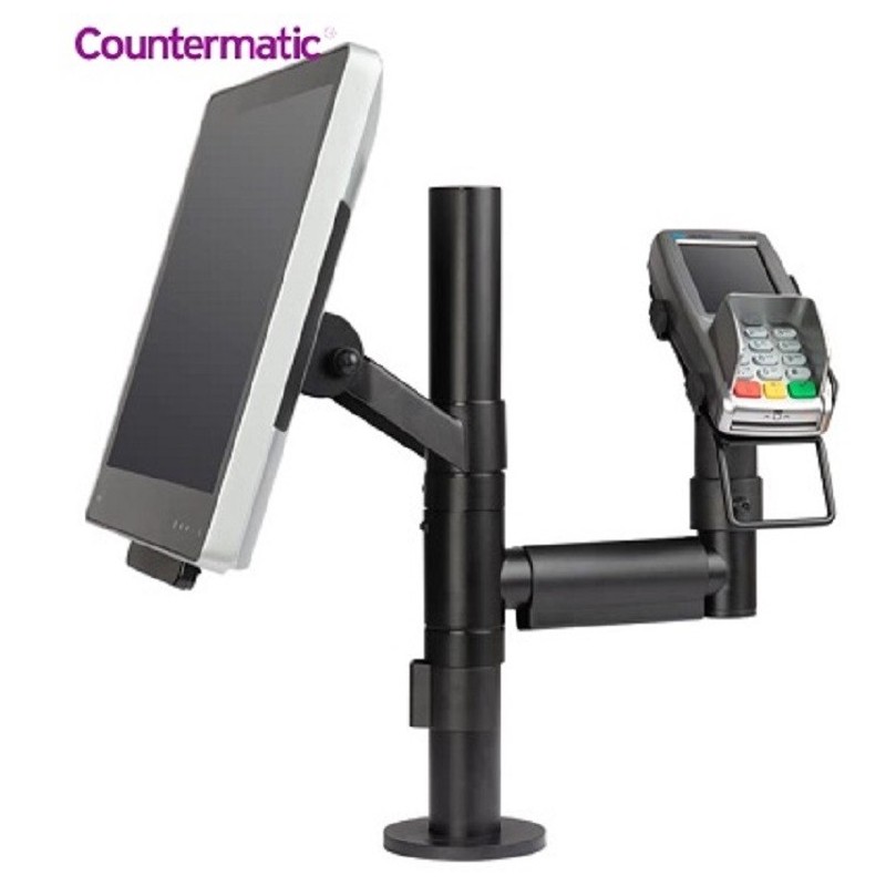POS mounting solution with an arm and an anguled VESA.