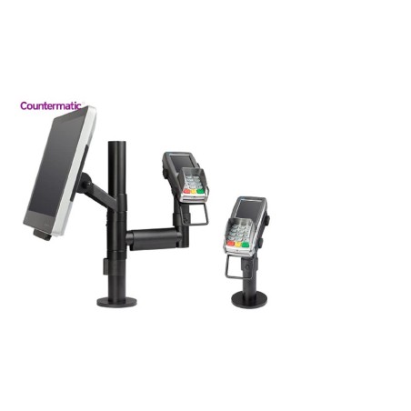 POS mounting solution with an arm and an anguled VESA.